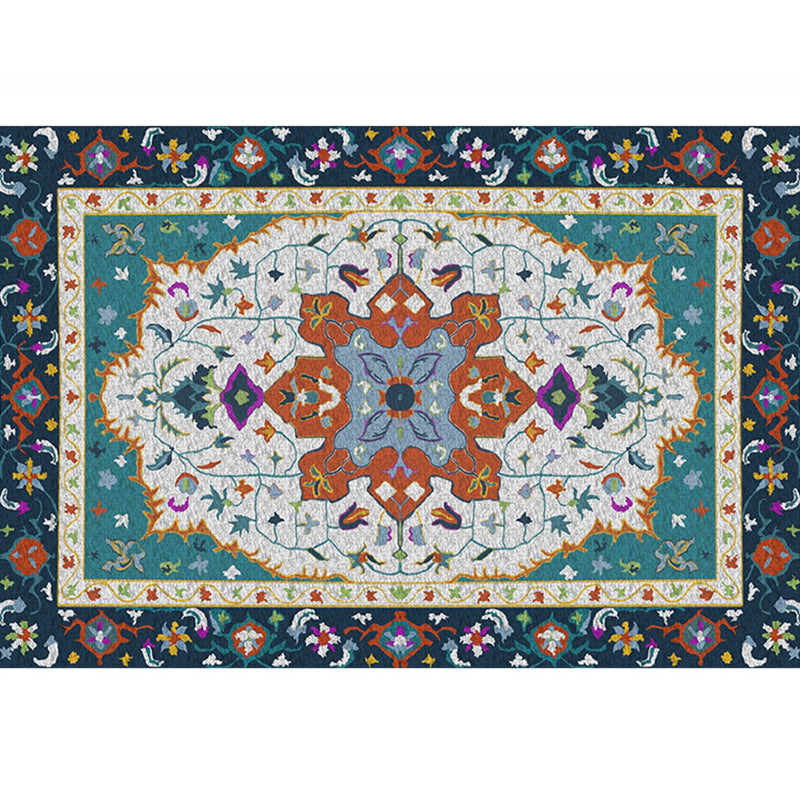 Multicolored Living Room Rug Oriental Geo Patterned Area Carpet Polypropylene Non-Slip Backing Pet Friendly Indoor Rug