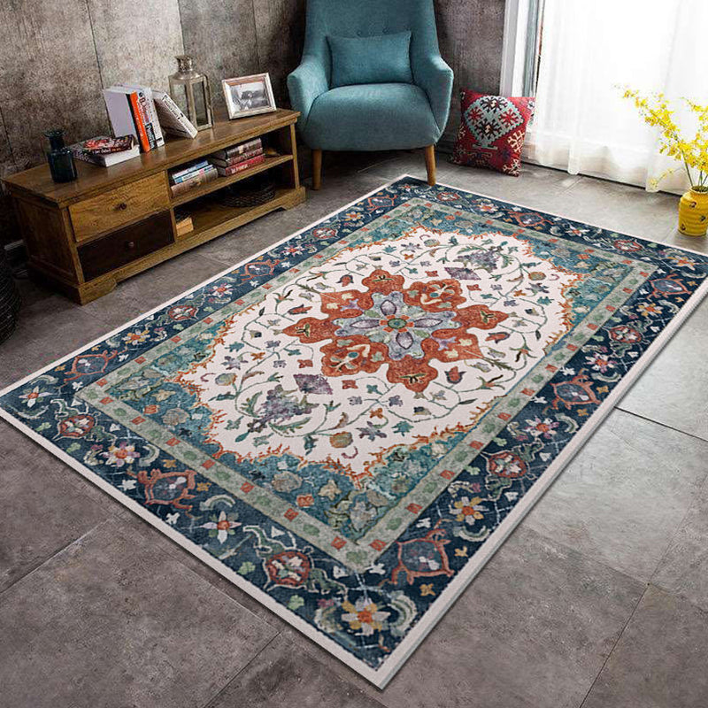 Persian Geometric Pattern Rug Multicolored Synthetics Area Rug Non-Slip Backing Easy Care Indoor Rug for Decor