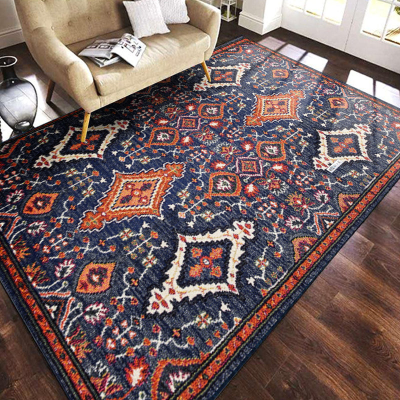 Multicolored Geometric Pattern Rug Polypropylene Retro Area Carpet Anti-Slip Backing Pet Friendly Rug for Home