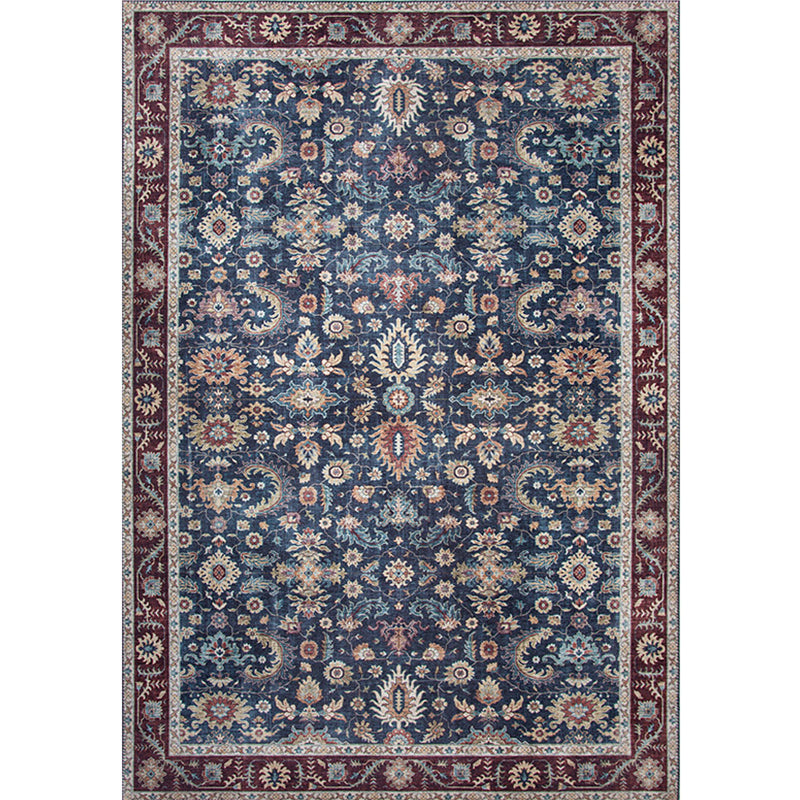 Vintage Living Room Rug Multi Colored Flower Printed Indoor Rug Polyster Pet Friendly Machine Washable Carpet