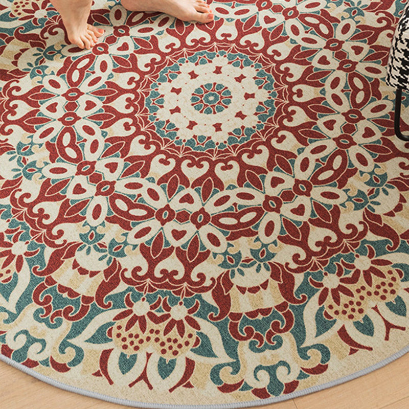 Moroccan Home Decor Rug Multi Colored Flower Indoor Rug Synthetics Anti-Slip Backing Washable Carpet