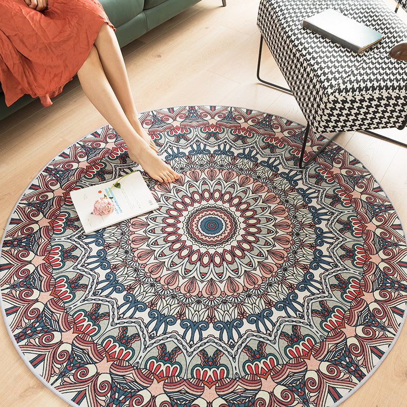 Moroccan Home Decor Rug Multi Colored Flower Indoor Rug Synthetics Anti-Slip Backing Washable Carpet