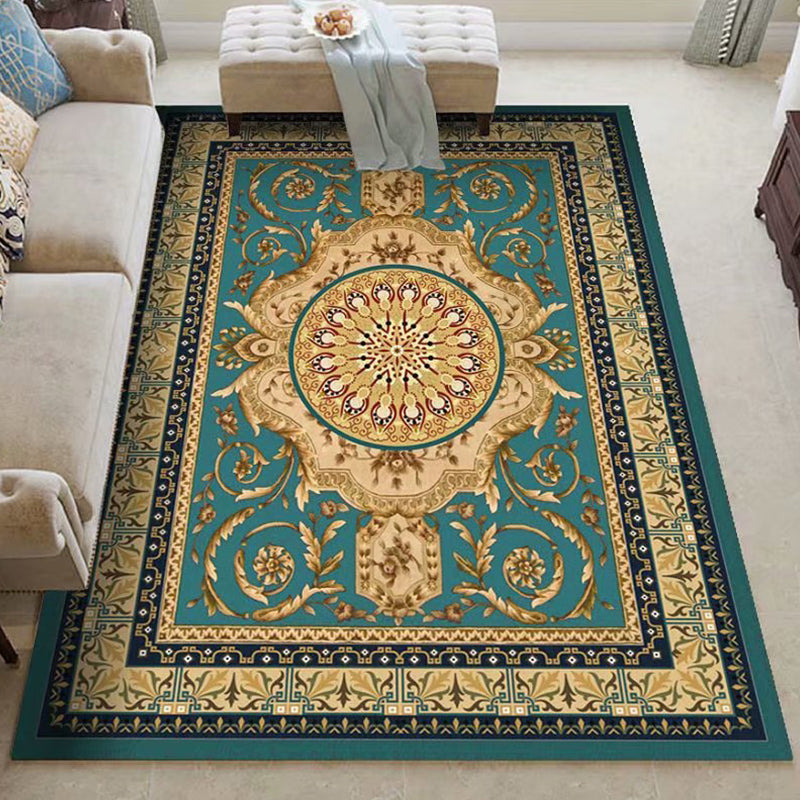 Multi Colored Persian Rug Synthetics Flower Printed Indoor Rug Anti-Slip Backing Pet Friendly Carpet for Decoration