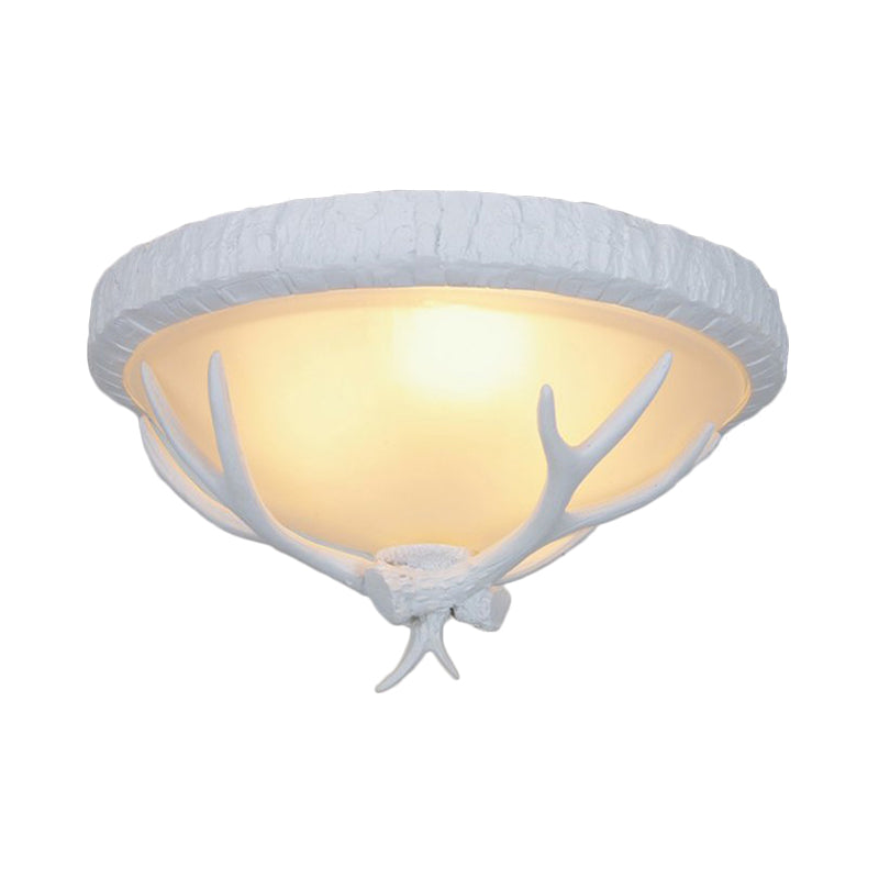 Schale Frosted Glass Flush Fassung Land Stil 3 Licht Wohnzimmer Flush Lampe in Weiß mit Elchmuster