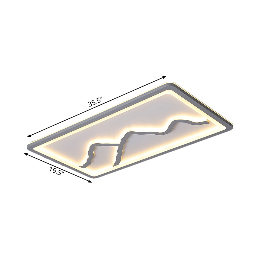 Weiße/graue quadratische/rechteckige Unterputzleuchte mit modernen LEDs, 19,5"/23,5"/35,5" breite Acryl-Einbauleuchte in weißem/warmem Licht