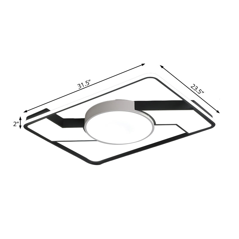 Lámpara LED de montaje empotrado moderna de 18 "/ 22" / 31,5 "de ancho con pantalla acrílica Lámpara de montaje empotrado cuadrada en blanco y negro en luz blanca/cálida