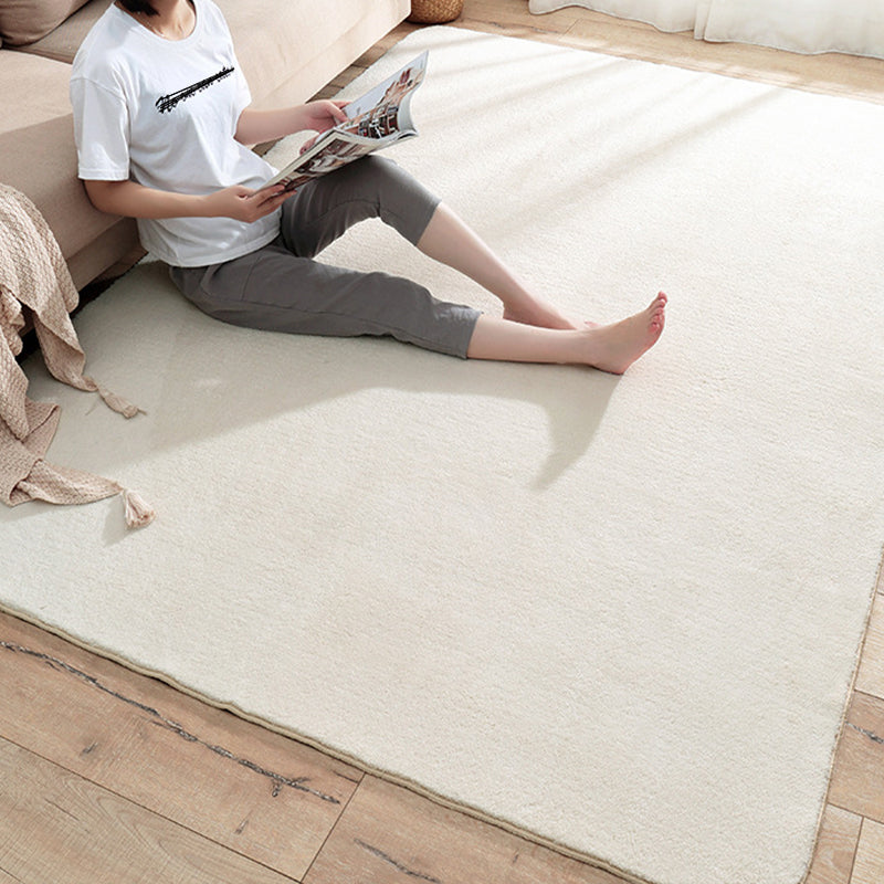 Casual Bedroom Rug Multi Colored Solid Color Area Carpet Lamb Wool Non-Slip Backing Pet Friendly Rug