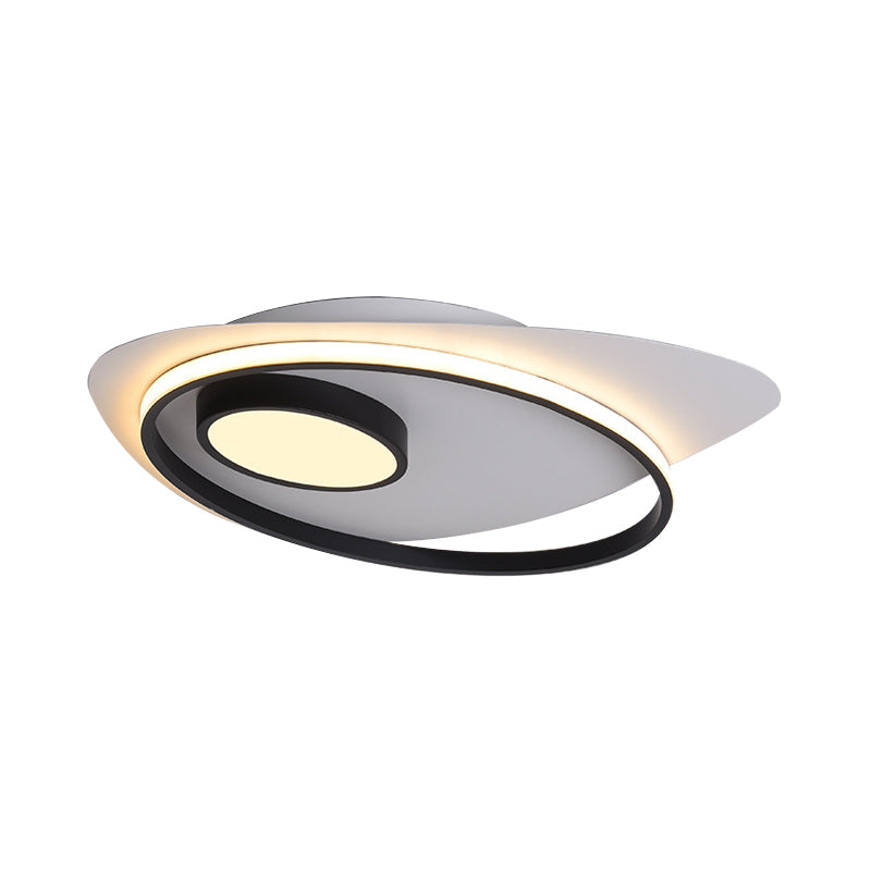 Illuminazione da incasso ovale in acrilico Modernista Led 18"/21,5"/27" Lampada da soffitto a incasso in bianco e nero di larghezza in luce bianca/calda