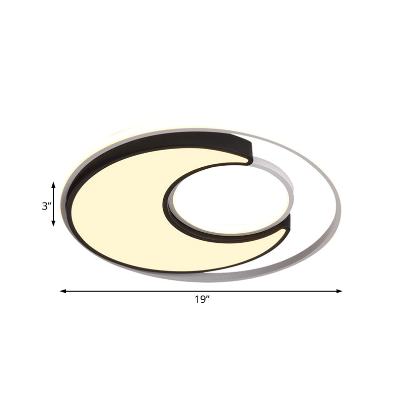 Éclairage encastré rond moderne noir / blanc métal LED 19 "/ 22" large luminaire encastré avec blanc / lumière chaude dépoli diffuseur