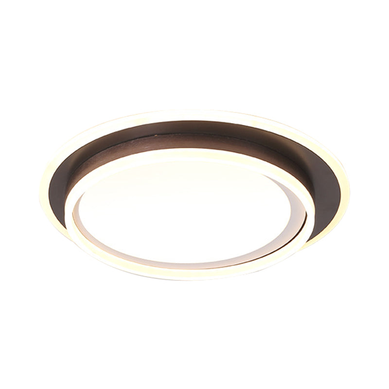 Illuminazione da incasso rotonda bianca Lampada da incasso a LED moderna da 16"/19,5" in metallo largo con diffusore smerigliato in luce bianca/calda