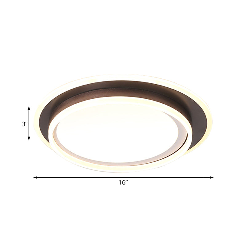 Illuminazione da incasso rotonda bianca Lampada da incasso a LED moderna da 16"/19,5" in metallo largo con diffusore smerigliato in luce bianca/calda