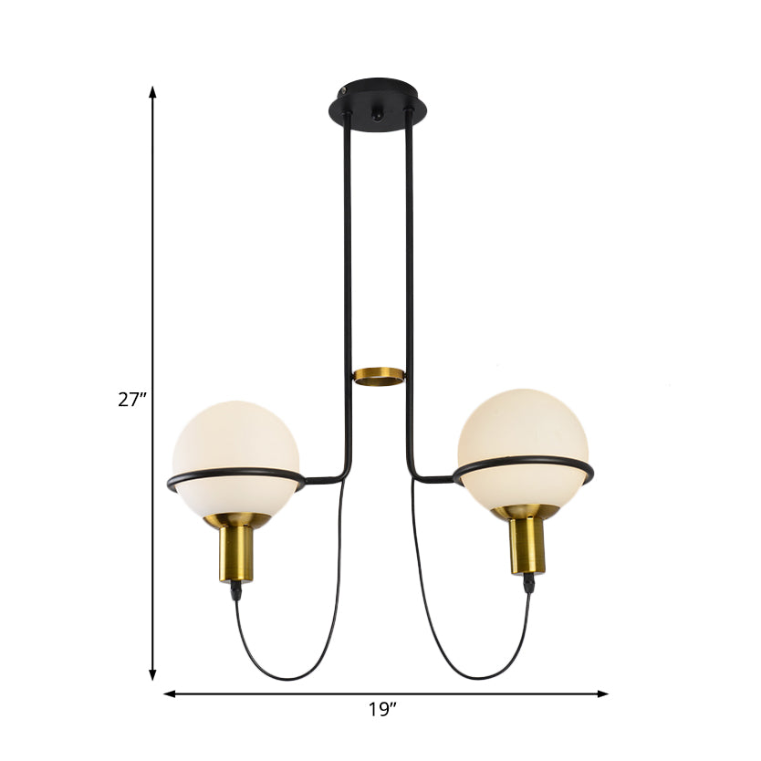 Lampada lampadario radiale metallica contemporanea 2/4 luci in oro lampada a sospensione con tonalità rotonda in vetro trasparente