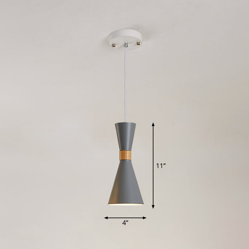 Hourglass Pendant Light Fixture Nordic Metallic 1-Light Bedside Hanging Ceiling Light