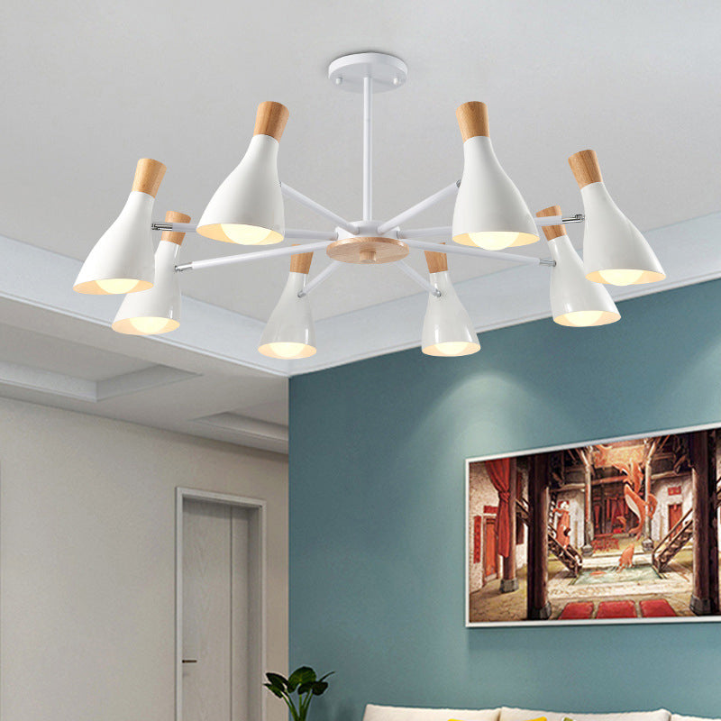 IJzeren bias-gesneden fles kroonluchter lamp macaron stijl houten hanger licht voor woonkamer