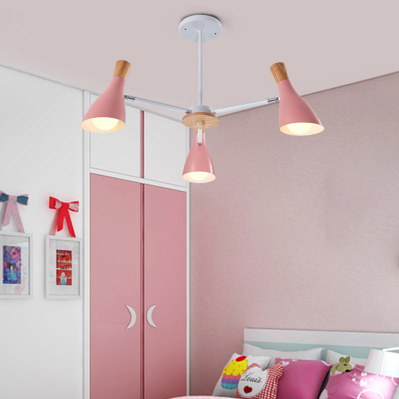 IJzeren bias-gesneden fles kroonluchter lamp macaron stijl houten hanger licht voor woonkamer