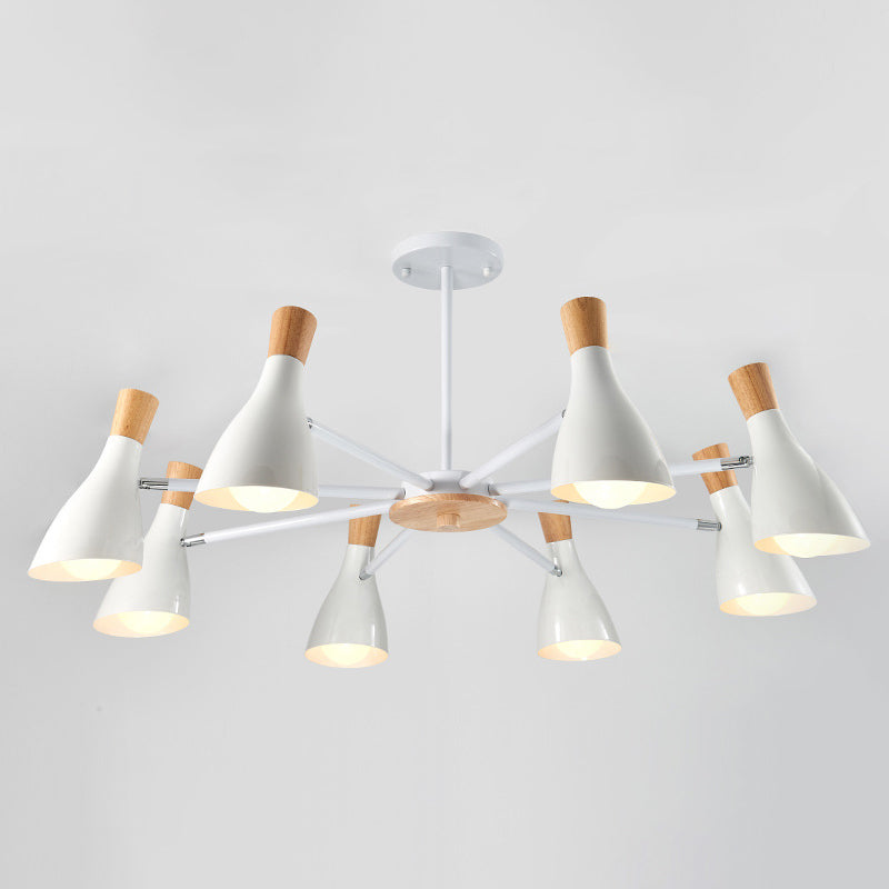 IJzeren bias-gesneden fles kroonluchter lamp macaron stijl houten hanger licht voor woonkamer