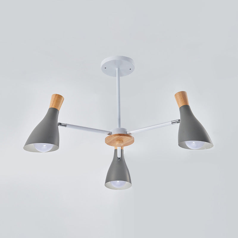 IJzeren bias-gesneden fles kroonluchter lamp macaron stijl houten hanger licht voor woonkamer