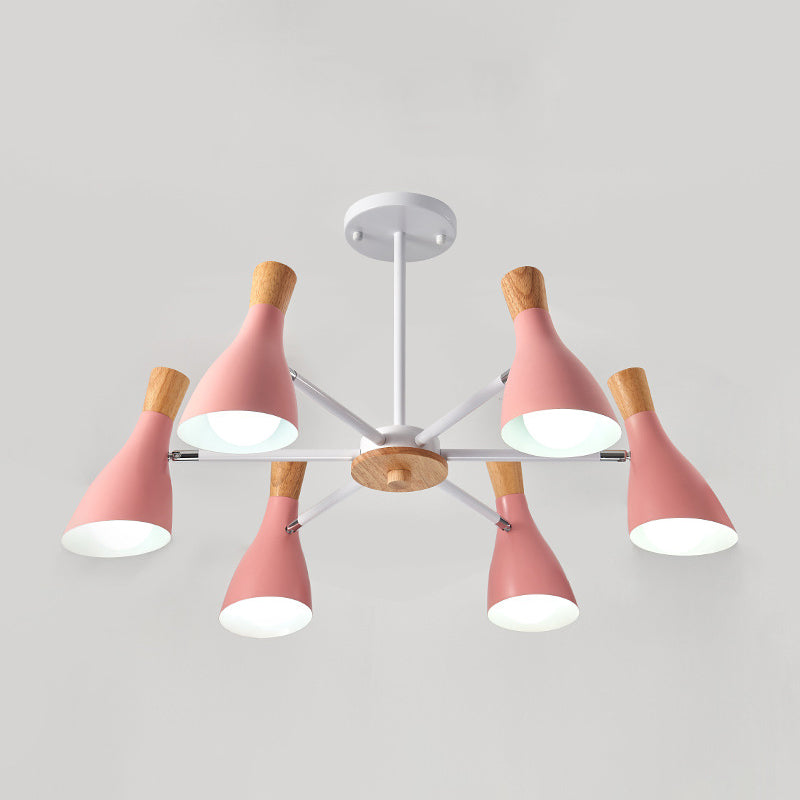Lampada lampada a biota per bias di ferro Macaron Style Legno Light per soggiorno