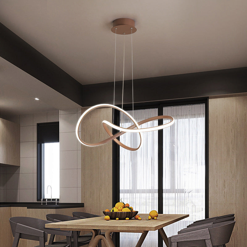 Twist Chandelier Pendant Light Minimalistic Metal Dining Room Hanging Light Fixture