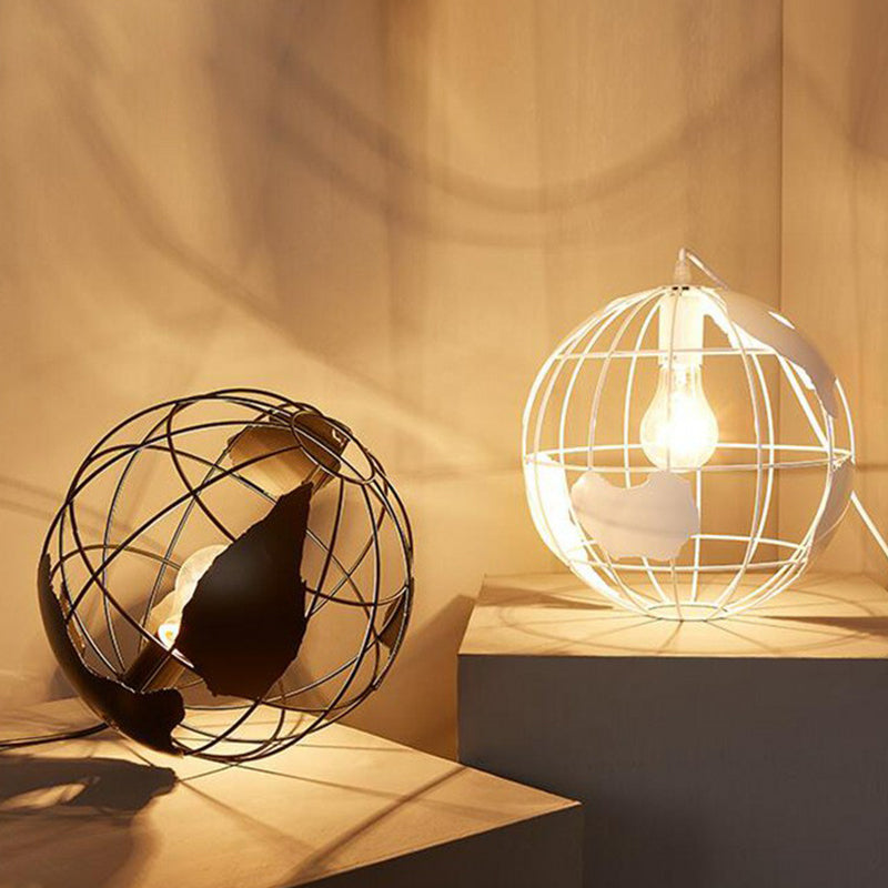 Loft Style World Globe Pendant Light Light Single-Bulb Fer Hanging Lamping For Kids Bedroom