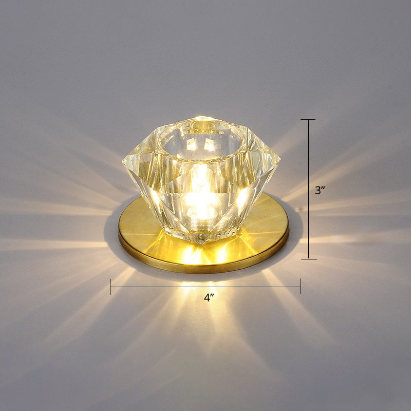 Gemstone Shaped Ceiling Flush Mount Simple Clear Crystal Hallway Flush Light Fixture