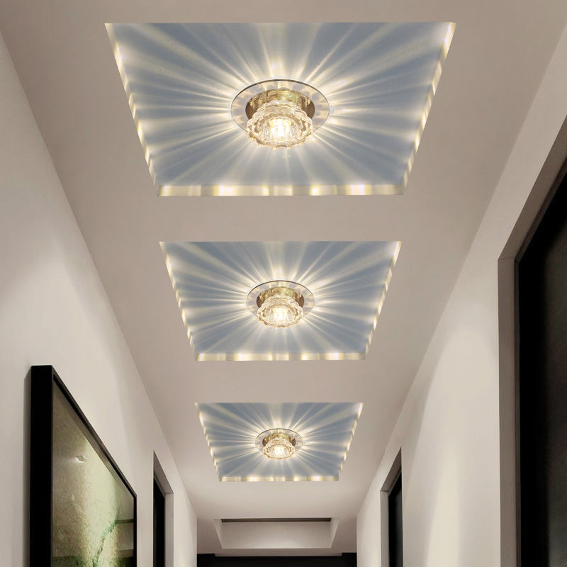 Scalloped Flush Ceiling Light Minimalist Crystal Clear Flush Mount Fixture for Corridor