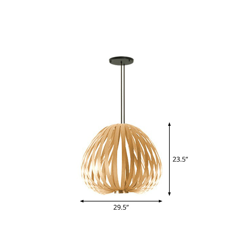 Sphere Restaurant Suspension Éclairage en bois Single-Bulb Pendre minimaliste Kit d'éclairage