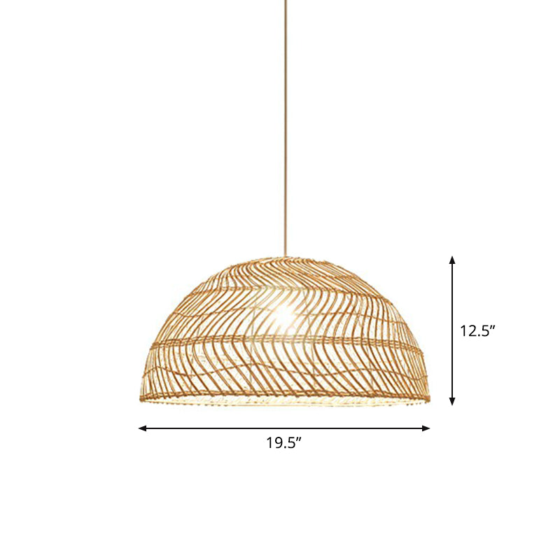 Half-bol hangende verlichting moderne bamboe vezel 1-licht eetkamer ophanging licht