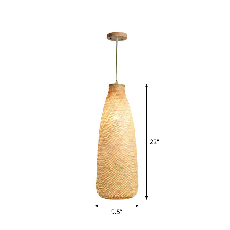 Asia Weaving a sospensione Lampada Bamboo 1 Bulb Restaurant Affalgare la lampada in beige