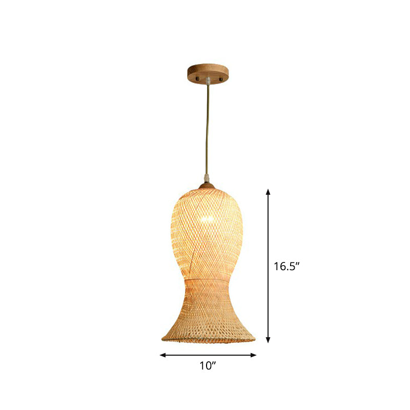 Asia Weaving a sospensione Lampada Bamboo 1 Bulb Restaurant Affalgare la lampada in beige