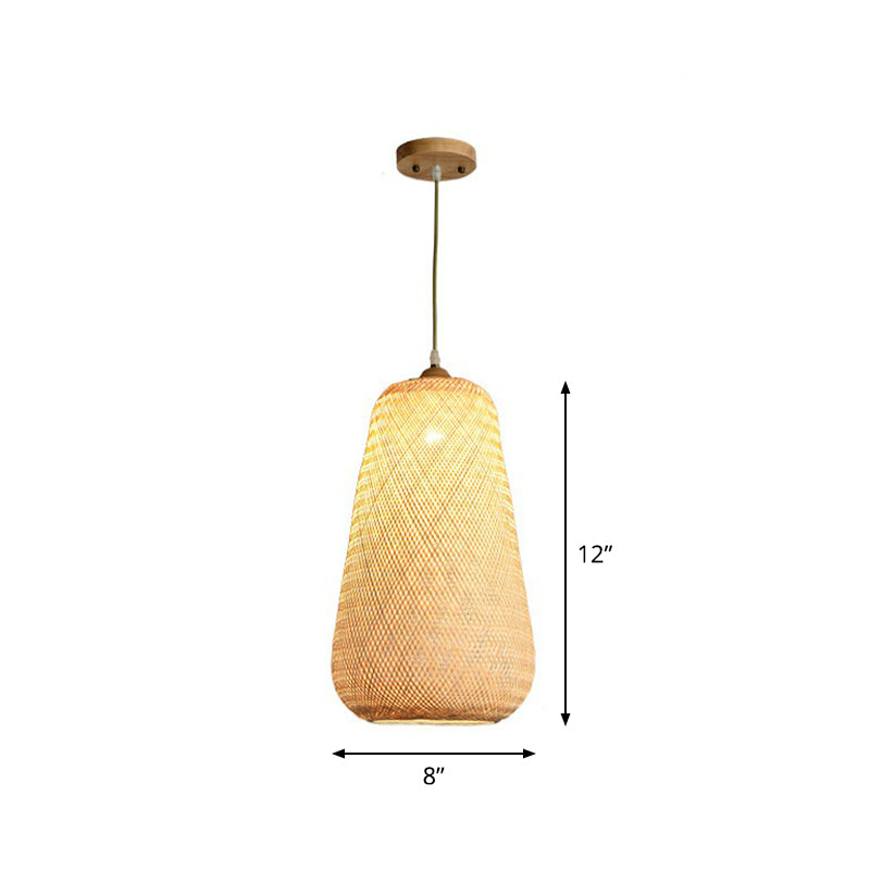 Asia Weaving a sospensione Lampada Bamboo 1 Bulb Restaurant Affalgare la lampada in beige