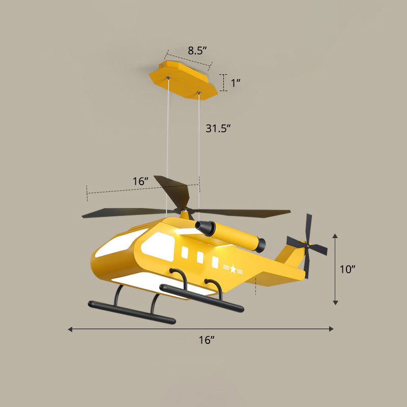 Helicóptero LED SUSPENSIÓN LIGHTIVE Lámpara de araña de dormitorio de metal de estilo para niños Lámpara