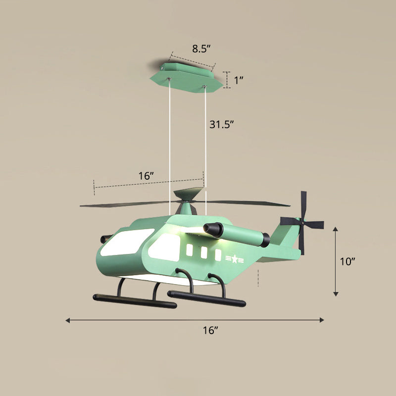 Helikopter LED Suspension Licht armatuur Kinderstijl metalen slaapkamer kroonluchter lamp