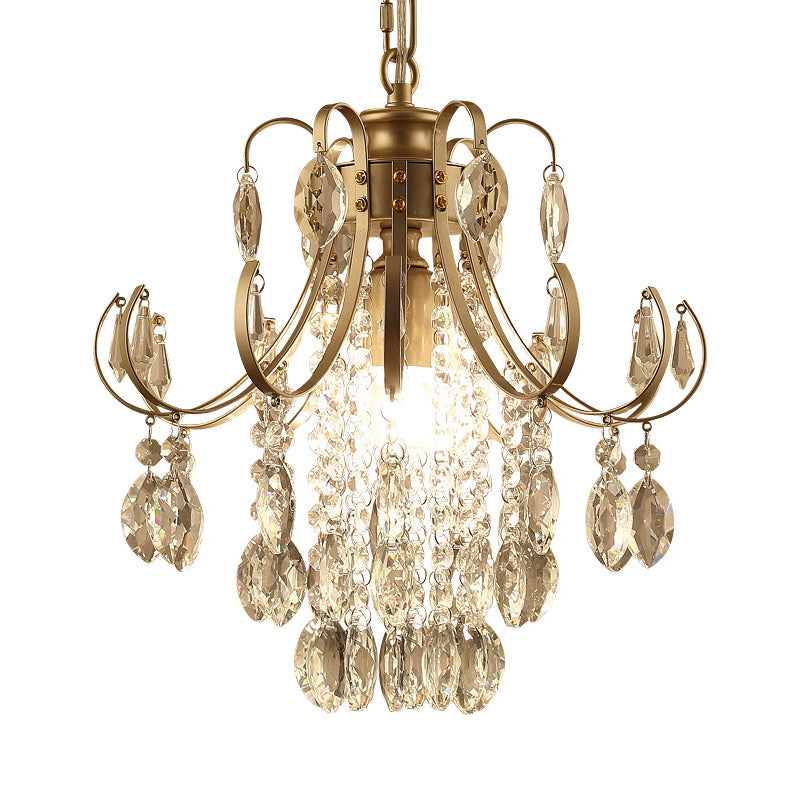 Suspension en cascade Pendentif contemporain Crystal 1 Tête Black / Gold Hanging Lamp Kit pour le salon