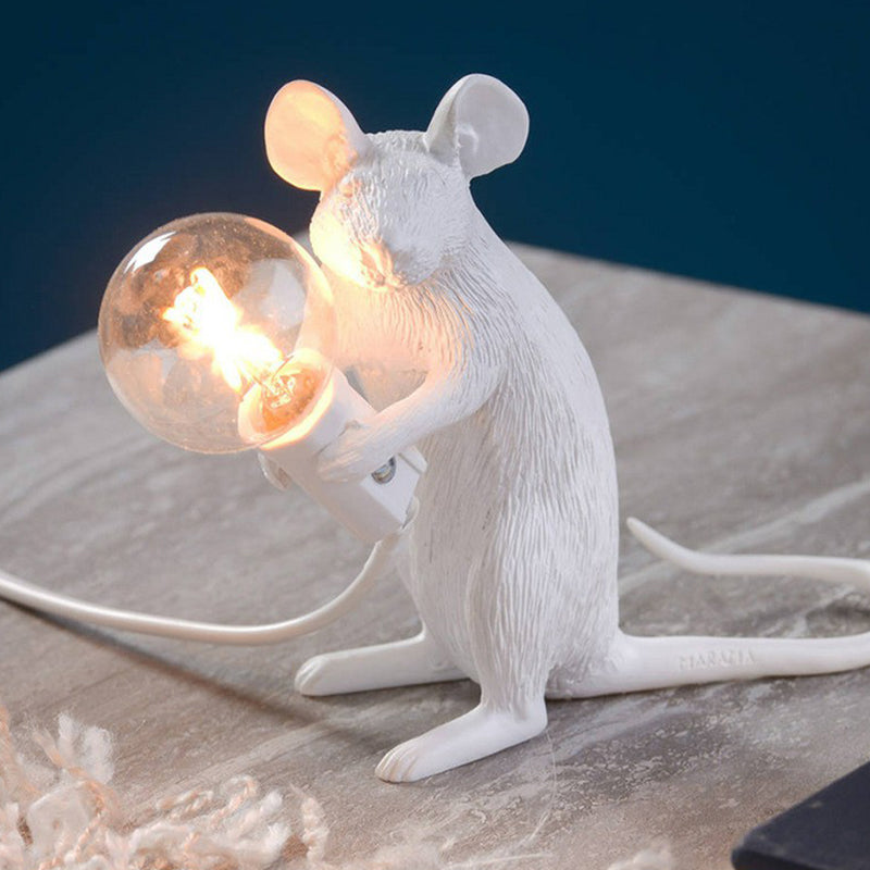 Decorative Bare Bulb Table Light Resin 1-Light Bedroom Night Lamp with Mouse Base