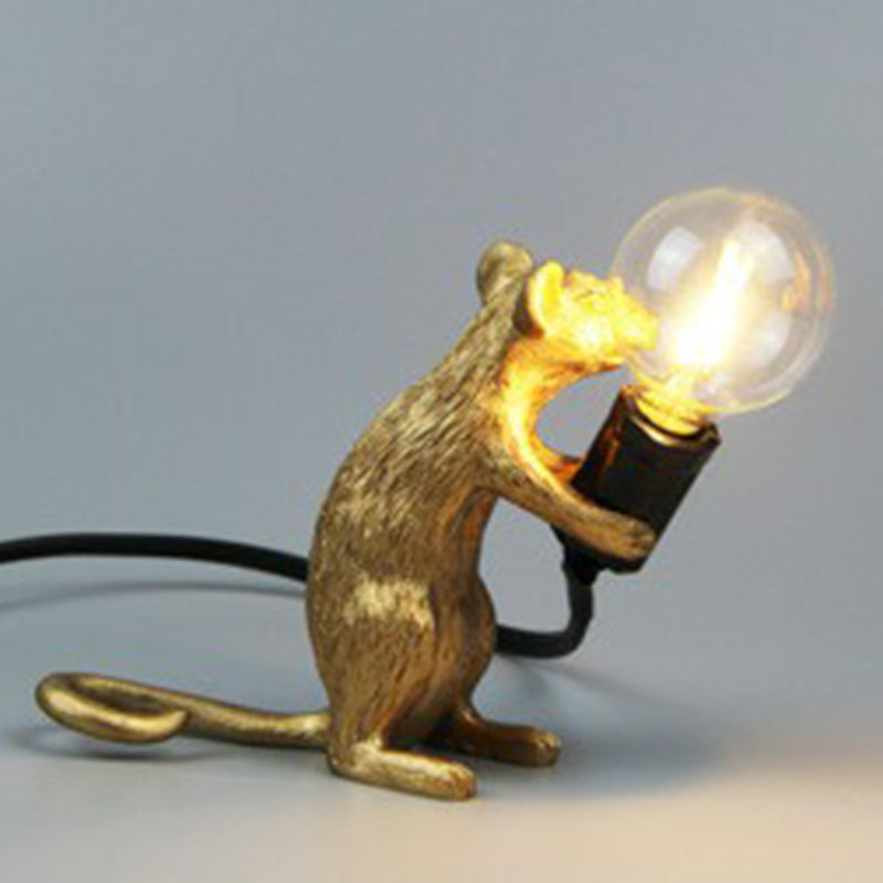 Decorative Bare Bulb Table Light Resin 1-Light Bedroom Night Lamp with Mouse Base