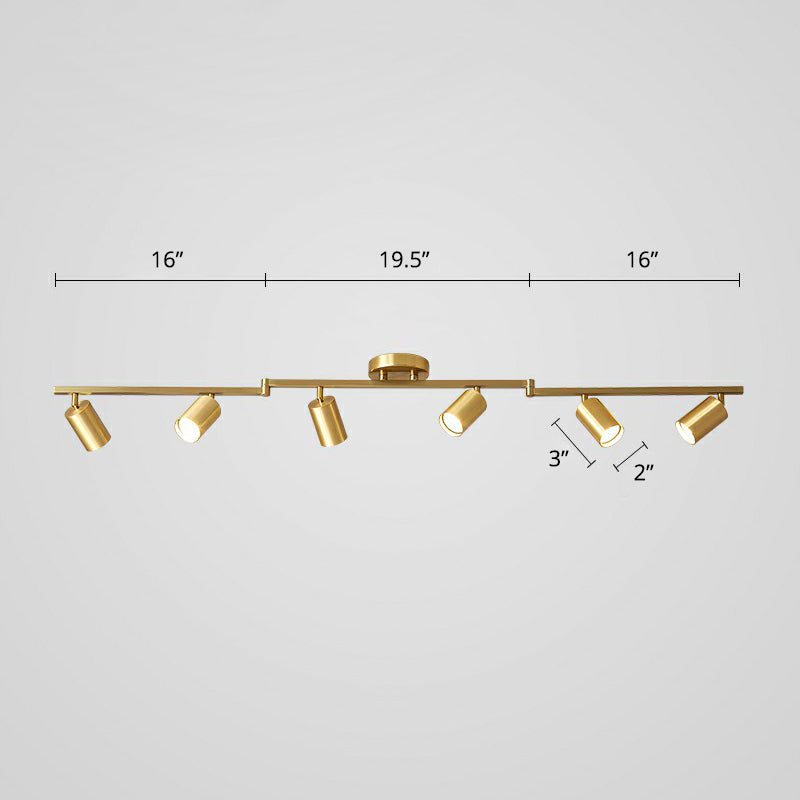 Luz de techo LED de foco minimalista Ligera de oro tubular con sombra de metal