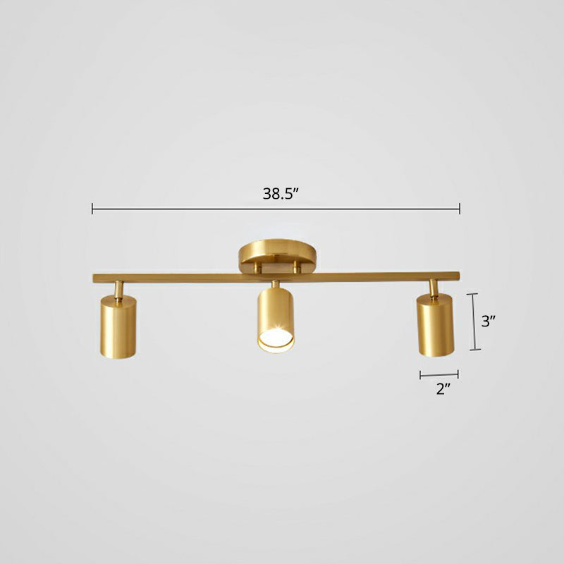 Luz de techo LED de foco minimalista Ligera de oro tubular con sombra de metal