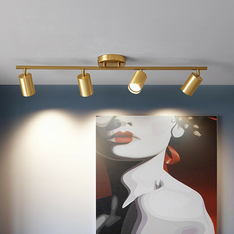 Minimalistic Spotlight Led Flush Ceiling Light Gold Tubular Track Light with Metal Shade