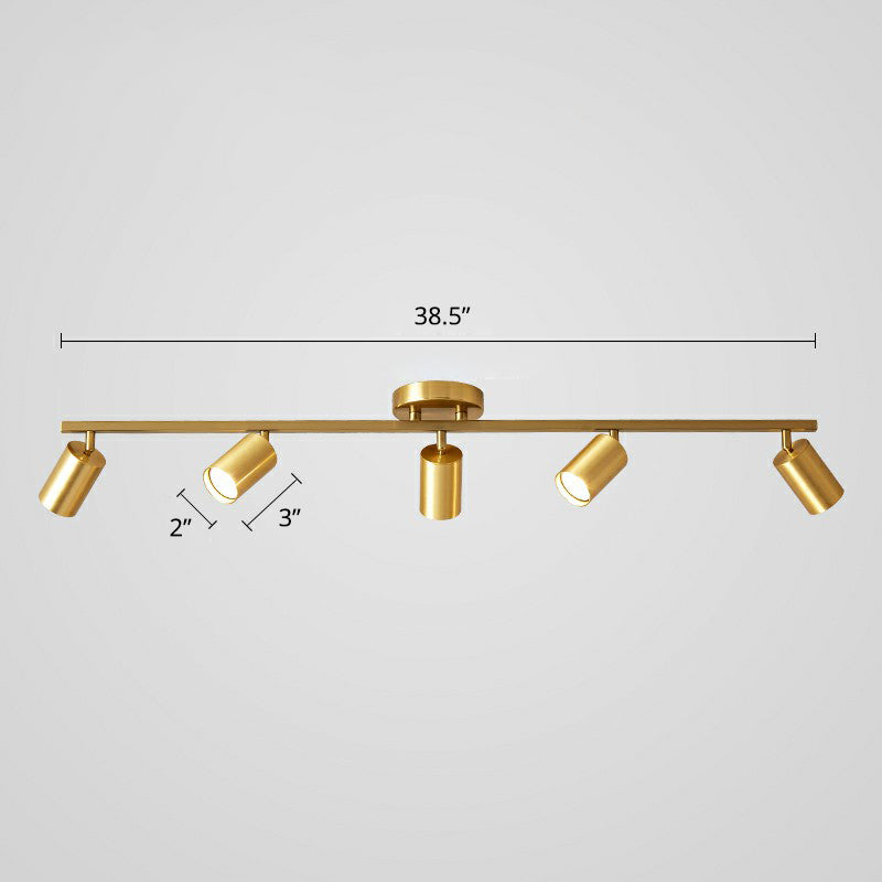 Luz de techo LED de foco minimalista Ligera de oro tubular con sombra de metal