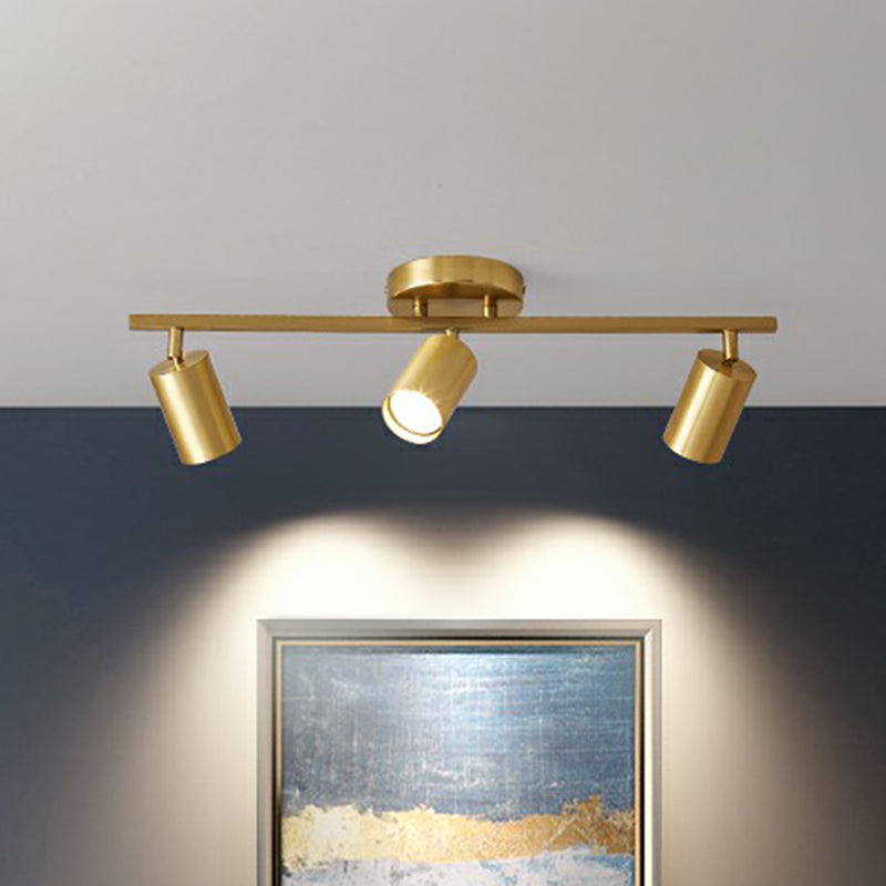 Minimalistic Spotlight Led Flush Ceiling Light Gold Tubular Track Light with Metal Shade