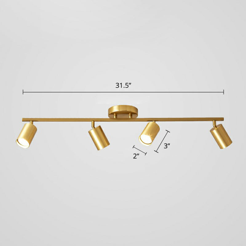 Minimalistic Spotlight Led Flush Ceiling Light Gold Tubular Track Light with Metal Shade