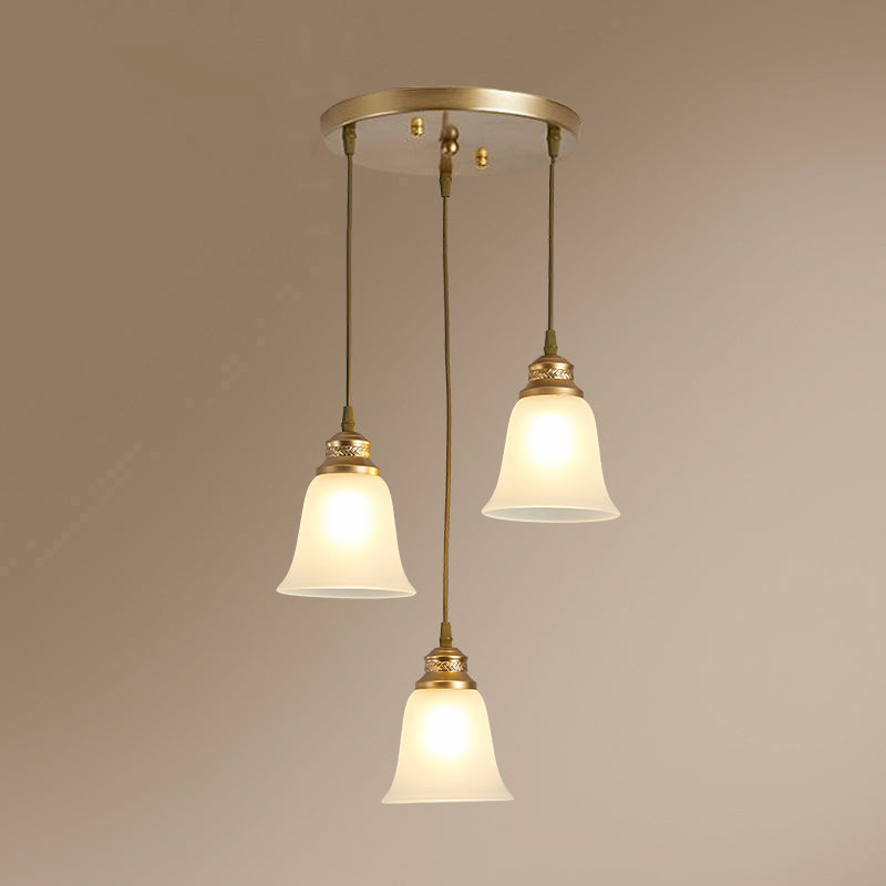 3-head bel hanglamp vintage zwart matglade glas meerdere hangende lamp voor restaurant