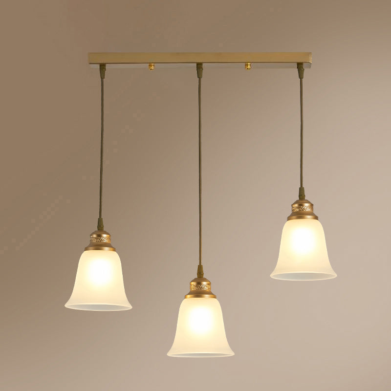 3-head bel hanglamp vintage zwart matglade glas meerdere hangende lamp voor restaurant