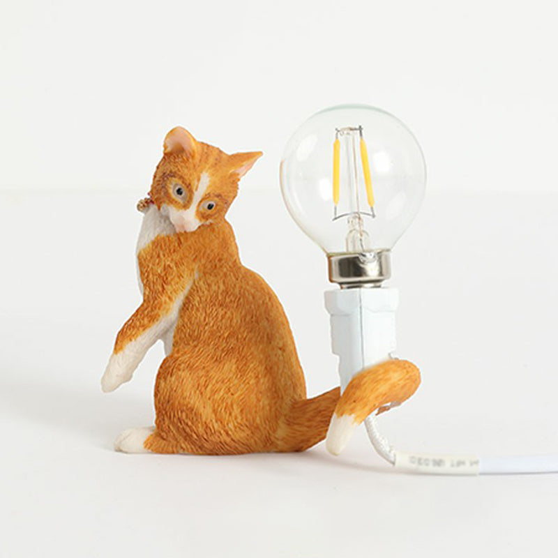 Kitten Night Table Light Decorative Resin 1 Bulb Childrens Bedroom Nightstand Lamp