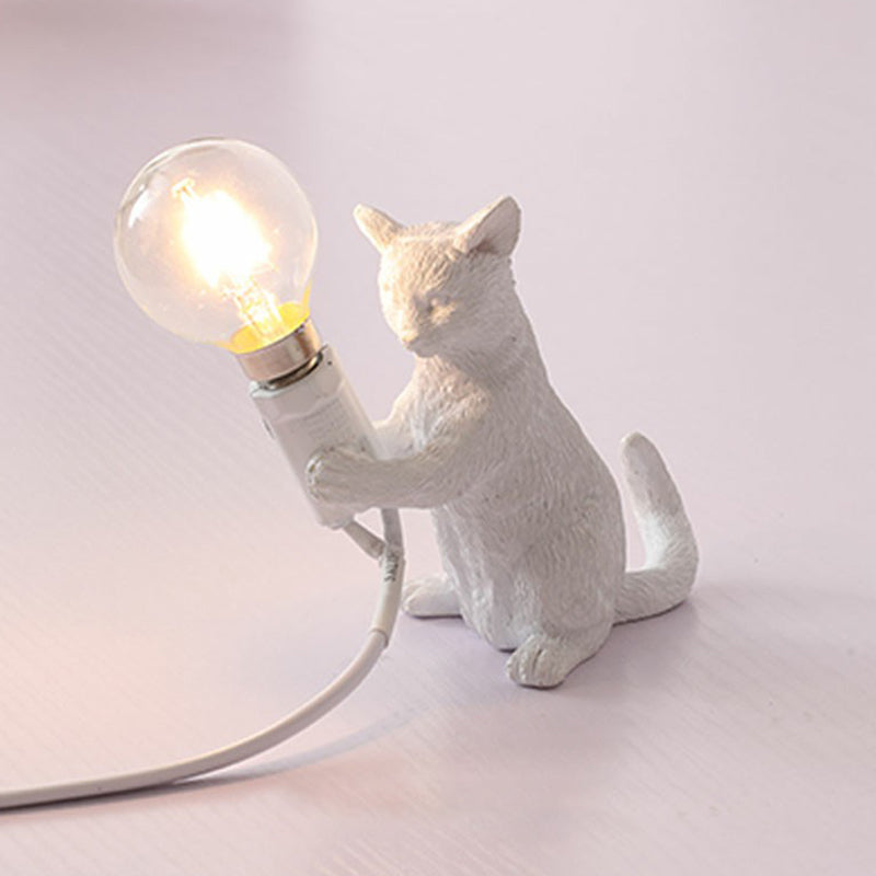 Kitten Night Table Light Decorative Resin 1 Bulb Childrens Bedroom Nightstand Lamp