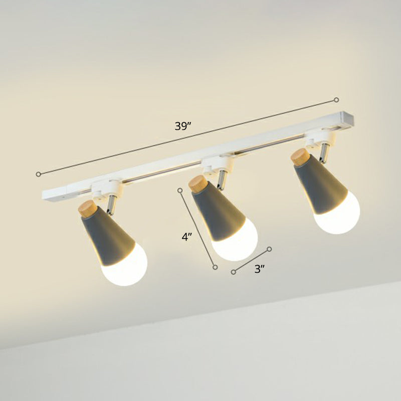 Spettada a forma di cono Luce per binario Macaron Metal Corridor Semi-Flush Mount Light Set