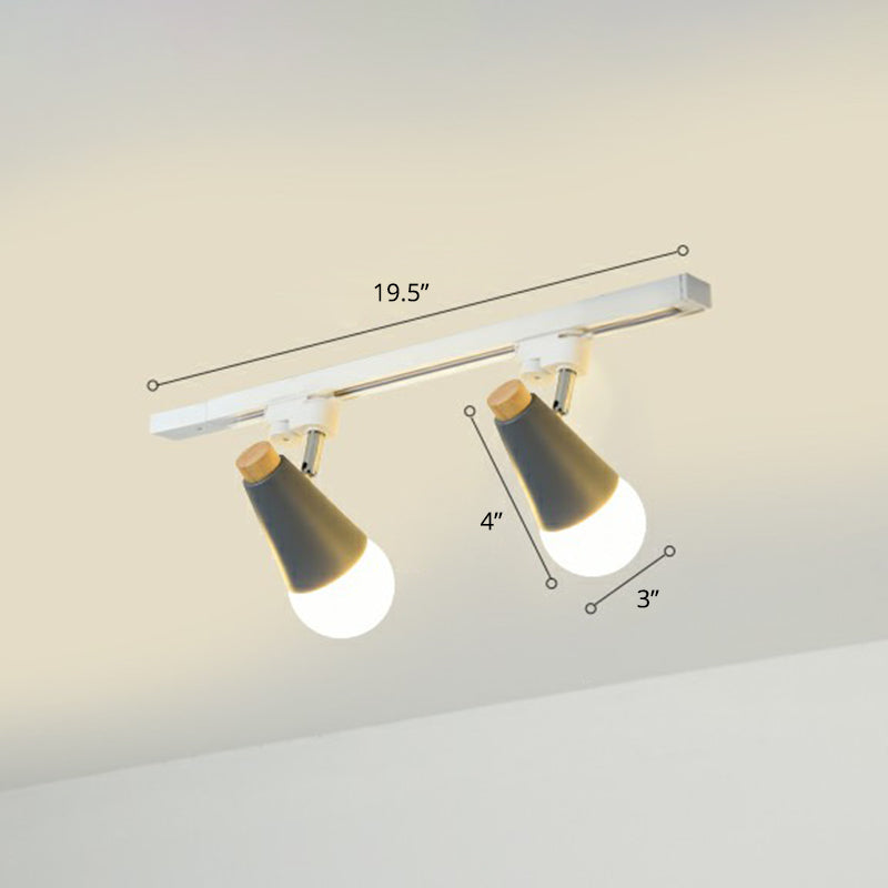 Kegelvormige Spotlight Track Lighting Macaron Metal Corridor Semi-Flush Mount Light Fixture