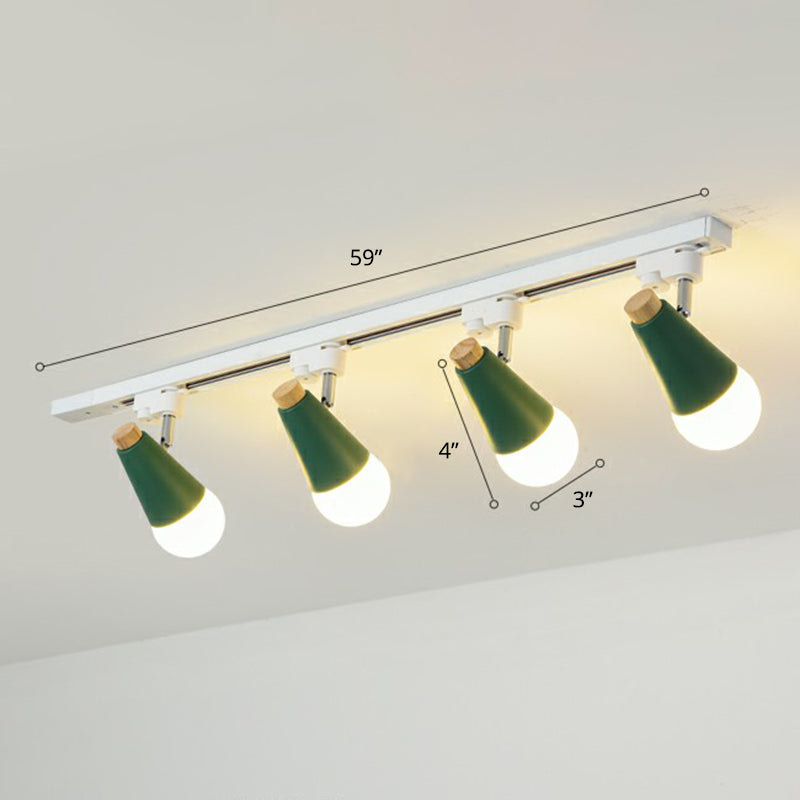 Spettada a forma di cono Luce per binario Macaron Metal Corridor Semi-Flush Mount Light Set