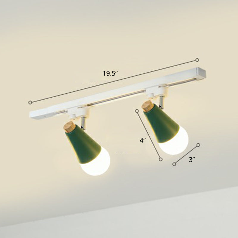 Spettada a forma di cono Luce per binario Macaron Metal Corridor Semi-Flush Mount Light Set